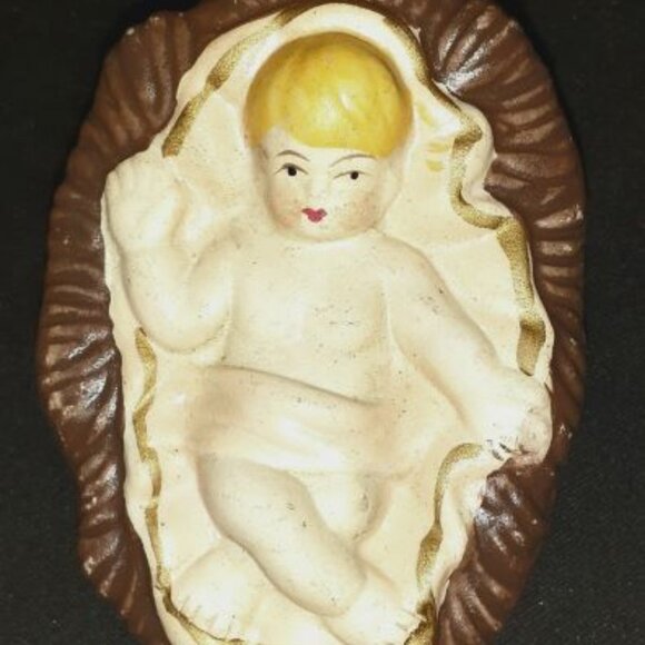 Very Nice! 8pc Vintage Christmas Nativity Set Porcelain Baby Jesus Manger Scene - Picture 4 of 9